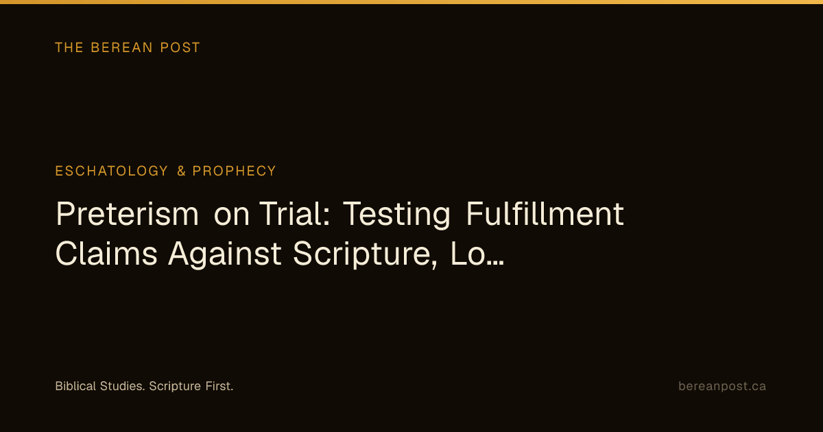 Preterism on Trial: Testing Fulfillment Claims Against Scripture, Logic ...